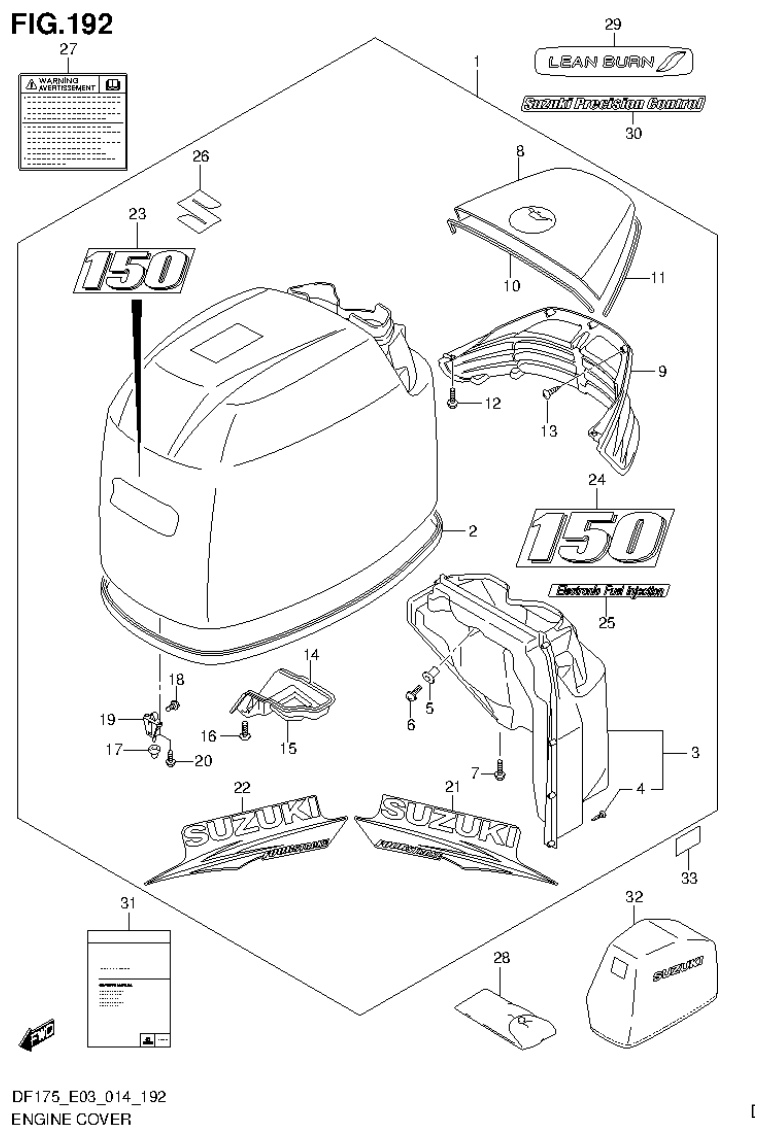 Suzuki DF175ZG ENGINE COVER (FOR 0EP) (DF150ZG E03) parts diagram